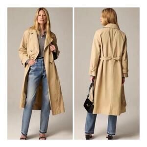 J. CREW Relaxed Heritage Double-Breasted Trench Coat Classic Chino - Small